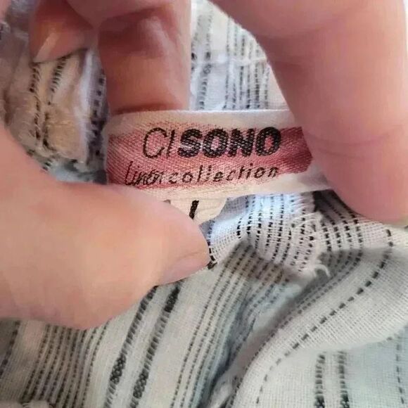 Ci Sono Girl’s White/Black Linen Striped Paper Bag Shorts - Picture 7 of 8